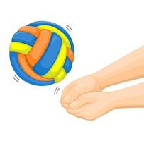 volley boll på hand sport symbol tecknad serie illustration vektor