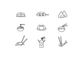 Icon Pack von asiatischen Gerichten vektor