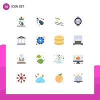 universelle Symbolsymbole Gruppe von 16 modernen flachen Farben von Pfeifen Liebesmesser Sportler editierbares Paket kreativer Vektordesign-Elemente vektor