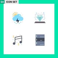 4 användare gränssnitt platt ikon packa av modern tecken och symboler av moln roligt väder värde notera redigerbar vektor design element