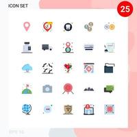 piktogram uppsättning av 25 enkel platt färger av investering tid modern hälsa grupp företag redigerbar vektor design element