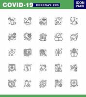 neuartiges Coronavirus 2019ncov 25-Zeilen-Icon-Pack Mann Husten Zeit Erbrechen Rauchen virales Coronavirus 2019nov Krankheit Vektordesign-Elemente vektor