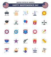 Stock Vektor Icon Pack mit amerikanischen Tag 25 flachen Zeichen und Symbolen für Geld Washington Papier Usa Denkmal editierbare Usa Tag Vektor Design Elemente