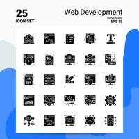 25 Webentwicklungs-Icon-Set 100 bearbeitbare eps 10-Dateien Business-Logo-Konzept-Ideen solides Glyphen-Icon-Design vektor