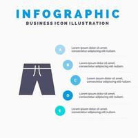 Strandkleidung kurze Shorts festes Symbol Infografiken 5 Schritte Präsentationshintergrund vektor