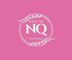 nq initialen brief hochzeitsmonogramm logos sammlung, handgezeichnete moderne minimalistische und florale vorlagen für einladungskarten, save the date, elegante identität für restaurant, boutique, café im vektor