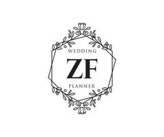 zf initialer brev bröllop monogram logotyper samling, hand dragen modern minimalistisk och blommig mallar för inbjudan kort, spara de datum, elegant identitet för restaurang, boutique, Kafé i vektor