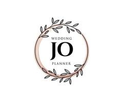 jo initialer brev bröllop monogram logotyper samling, hand dragen modern minimalistisk och blommig mallar för inbjudan kort, spara de datum, elegant identitet för restaurang, boutique, Kafé i vektor