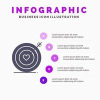 Ziel Liebe Herz Hochzeit solide Symbol Infografiken 5 Schritte Präsentationshintergrund vektor