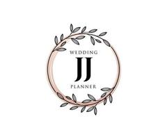 jj initialen brief hochzeitsmonogramm logos sammlung, handgezeichnete moderne minimalistische und florale vorlagen für einladungskarten, save the date, elegante identität für restaurant, boutique, café im vektor