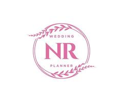 nr initialen brief hochzeitsmonogramm logos sammlung, handgezeichnete moderne minimalistische und florale vorlagen für einladungskarten, save the date, elegante identität für restaurant, boutique, café im vektor