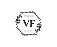 anfängliches vf feminines logo. verwendbar für Natur-, Salon-, Spa-, Kosmetik- und Schönheitslogos. flaches Vektor-Logo-Design-Vorlagenelement. vektor