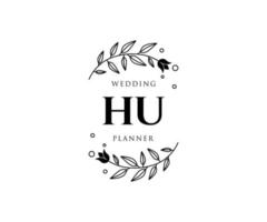 hu initialen brief hochzeitsmonogramm logos sammlung, handgezeichnete moderne minimalistische und florale vorlagen für einladungskarten, save the date, elegante identität für restaurant, boutique, café im vektor