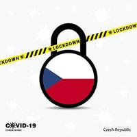 tjeck republik låsa ner låsa coronavirus pandemi medvetenhet mall covid19 låsa ner design vektor