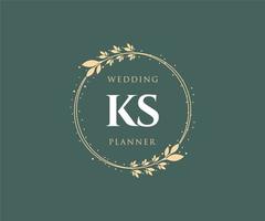 ks initialen brief hochzeitsmonogramm logos sammlung, handgezeichnete moderne minimalistische und florale vorlagen für einladungskarten, save the date, elegante identität für restaurant, boutique, café im vektor