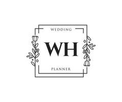 första wh feminin logotyp. användbar för natur, salong, spa, kosmetisk och skönhet logotyper. platt vektor logotyp design mall element.