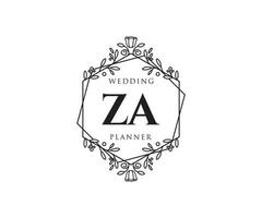 za initialen brief hochzeitsmonogramm logos sammlung, handgezeichnete moderne minimalistische und florale vorlagen für einladungskarten, save the date, elegante identität für restaurant, boutique, café im vektor