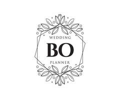 bo initialer brev bröllop monogram logotyper samling, hand dragen modern minimalistisk och blommig mallar för inbjudan kort, spara de datum, elegant identitet för restaurang, boutique, Kafé i vektor