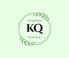 kq initialen brief hochzeitsmonogramm logos sammlung, handgezeichnete moderne minimalistische und florale vorlagen für einladungskarten, save the date, elegante identität für restaurant, boutique, café im vektor