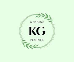 kg Initialen Brief Hochzeit Monogramm Logos Sammlung, handgezeichnete moderne minimalistische und florale Vorlagen für Einladungskarten, Save the Date, elegante Identität für Restaurant, Boutique, Café im Vektor