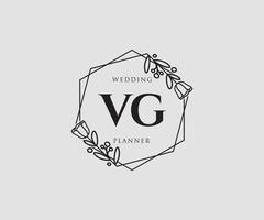 anfängliches vg feminines logo. verwendbar für Natur-, Salon-, Spa-, Kosmetik- und Schönheitslogos. flaches Vektor-Logo-Design-Vorlagenelement. vektor