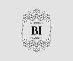 bi initialen brief hochzeit monogramm logos sammlung, handgezeichnete moderne minimalistische und florale vorlagen für einladungskarten, save the date, elegante identität für restaurant, boutique, café im vektor