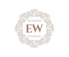 ew initials brief hochzeitsmonogramm logos sammlung, handgezeichnete moderne minimalistische und florale vorlagen für einladungskarten, save the date, elegante identität für restaurant, boutique, café im vektor