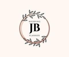 jb initialen brief hochzeitsmonogramm logos sammlung, handgezeichnete moderne minimalistische und florale vorlagen für einladungskarten, save the date, elegante identität für restaurant, boutique, café im vektor