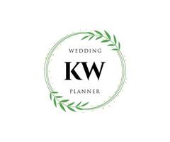 kw initialer brev bröllop monogram logotyper samling, hand dragen modern minimalistisk och blommig mallar för inbjudan kort, spara de datum, elegant identitet för restaurang, boutique, Kafé i vektor