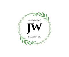 jw initialen brief hochzeitsmonogramm logos sammlung, handgezeichnete moderne minimalistische und florale vorlagen für einladungskarten, save the date, elegante identität für restaurant, boutique, café im vektor