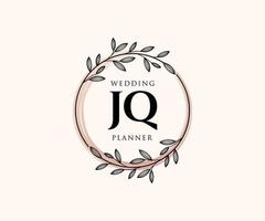 jq initialer brev bröllop monogram logotyper samling, hand dragen modern minimalistisk och blommig mallar för inbjudan kort, spara de datum, elegant identitet för restaurang, boutique, Kafé i vektor