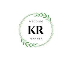 kr initialer brev bröllop monogram logotyper samling, hand dragen modern minimalistisk och blommig mallar för inbjudan kort, spara de datum, elegant identitet för restaurang, boutique, Kafé i vektor