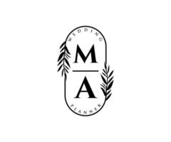 ma initialer brev bröllop monogram logotyper samling, hand dragen modern minimalistisk och blommig mallar för inbjudan kort, spara de datum, elegant identitet för restaurang, boutique, Kafé i vektor