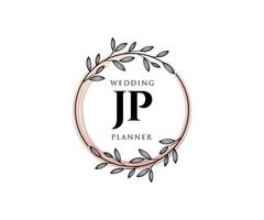 jp initialen brief hochzeitsmonogramm logos sammlung, handgezeichnete moderne minimalistische und florale vorlagen für einladungskarten, save the date, elegante identität für restaurant, boutique, café im vektor