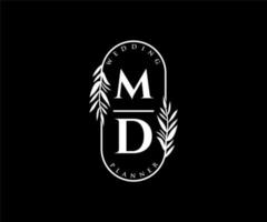 md initialer brev bröllop monogram logotyper samling, hand dragen modern minimalistisk och blommig mallar för inbjudan kort, spara de datum, elegant identitet för restaurang, boutique, Kafé i vektor