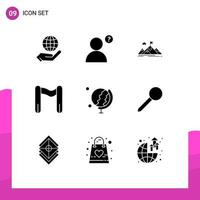 9 solides Glyphenpaket der Benutzeroberfläche mit modernen Zeichen und Symbolen der Bildung starten Business Sport Target editierbare Vektordesign-Elemente vektor