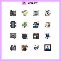 Stock Vector Icon Pack mit 16 Linienzeichen und Symbolen für kreative Idee, Idee, Schild, Geschäftsbüro, editierbare, kreative Vektordesign-Elemente