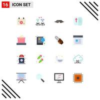 Stock Vector Icon Pack mit 16 Zeilen Zeichen und Symbolen für Geschenk Ostern Schnurrbart offene Männer editierbare Packung mit kreativen Vektordesign-Elementen