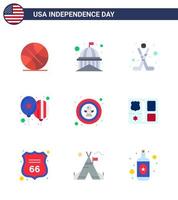 9 kreativ USA ikoner modern oberoende tecken och 4:e juli symboler av amerikan dag vit fira sport redigerbar USA dag vektor design element