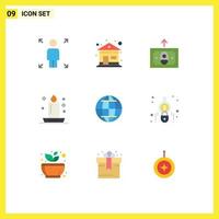 9 universelle flache Farbzeichen Symbole der Buchhaltung Internet-Geld-Globus leicht editierbare Vektordesign-Elemente vektor