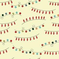 jul lampor sömlös mönster, vektor illustration av festlig kransar på pastell bakgrund