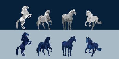 Pferd-Vektor-Illustration-Set vektor