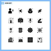16 universelle solide Glyphen für Web- und mobile Anwendungen Transformation Zauberstab Box magische Süßigkeiten editierbare Vektordesign-Elemente vektor