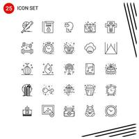 Packung mit 25 modernen Linien, Zeichen und Symbolen für Web-Printmedien wie Mandarin-Porzellan-Begriffe, Kalender-Puzzle, editierbare Vektordesign-Elemente vektor