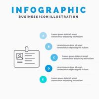 kort företag företags- id id kort identitet passera linje ikon med 5 steg presentation infographics bakgrund vektor
