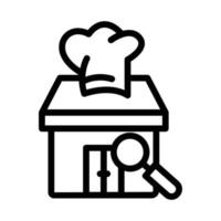 restaurant-symbol-illustration mit suche. Liniensymbolstil. geeignet für Restaurant-Suchsymbol. Symbol im Zusammenhang mit E-Commerce. einfaches Vektordesign editierbar. pixelgenau bei 32 x 32 vektor