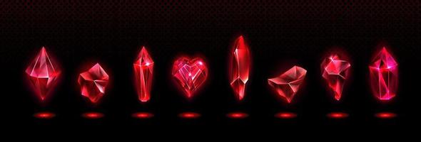 rote magische Kristalle, Glas oder Edelsteine, Herz vektor