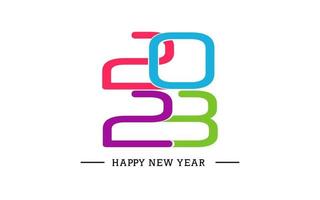 Lycklig ny år logotyp text design 2023 med färgrik kreativ begrepp vektor