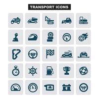 transport ikoner bilar, fartyg, tåg, flygplan, vektor illustrationer, uppsättning silhuetter isolerat