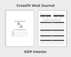 kdp interiör crossfit trä tidning, dagligen övning planerare och kropp styrka tracker unik design mall vektor